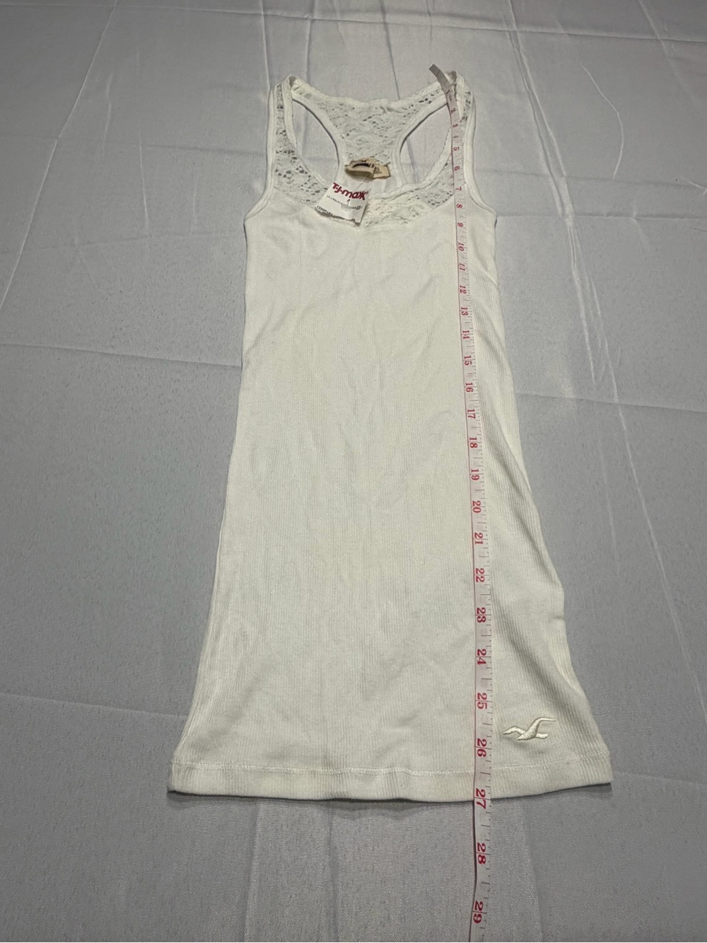 Hollister White Lace Racerback Ribbed Tank Top XS Y2K Coquette - Picture 10 of 11